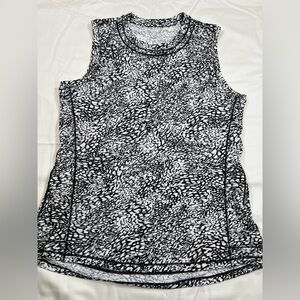 Athleta Pacifica Illume UPF Relaxed Tank Top, Black/White Print